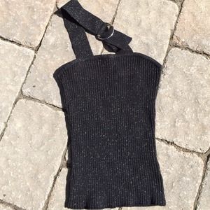 Bebe shimmery black tank top