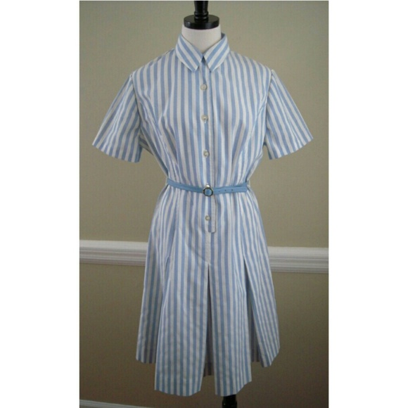 🍒Vintage🍒 60s light blue stripped shirt dress