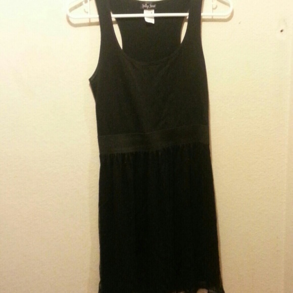 One time wear black dress with polka dots :)
