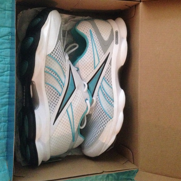 Baby blue reebok runtone shoes