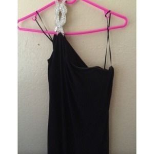 Long black dress with silver side piece