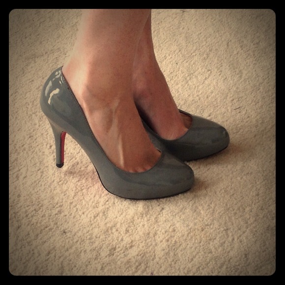 Gray Patent Closed-Toe Pumps