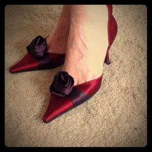 Wine and plum satin shoes