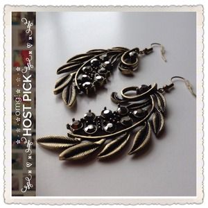 Gold Leaf & Stone Earrings