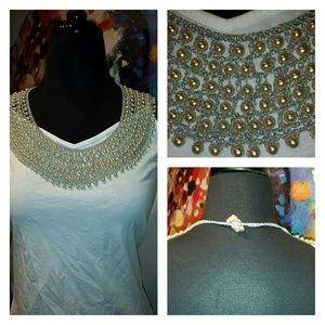 Silver and Pearl Bib Necklace