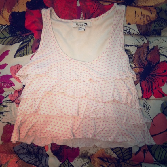 Forever 21 pink polka dot crop top