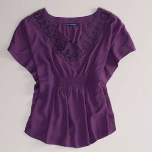 American Eagle Crocheted Butterfly Sleeve Top