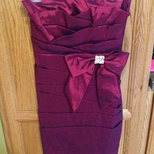 Metallic plum prom dress