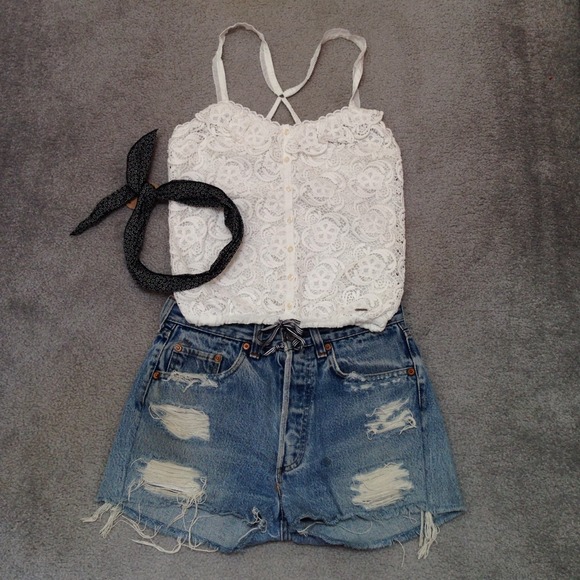 Abercrombie & Fitch Tops - A&F crochet criss-cross back tank