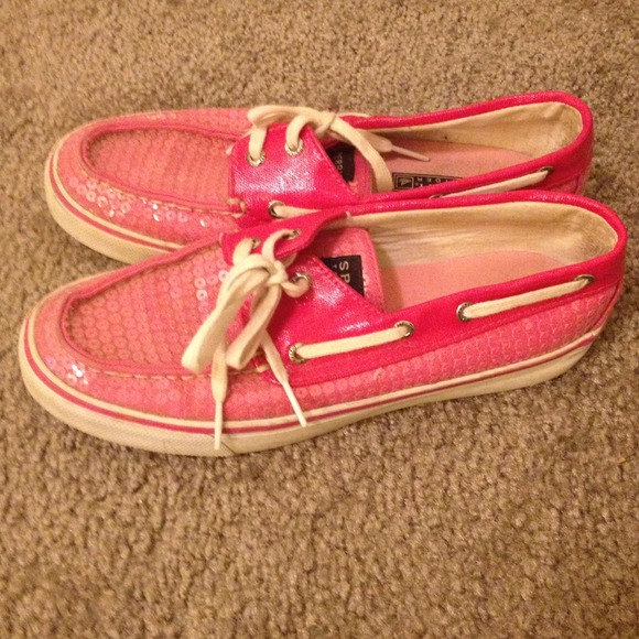 pink sequined sperry top siders