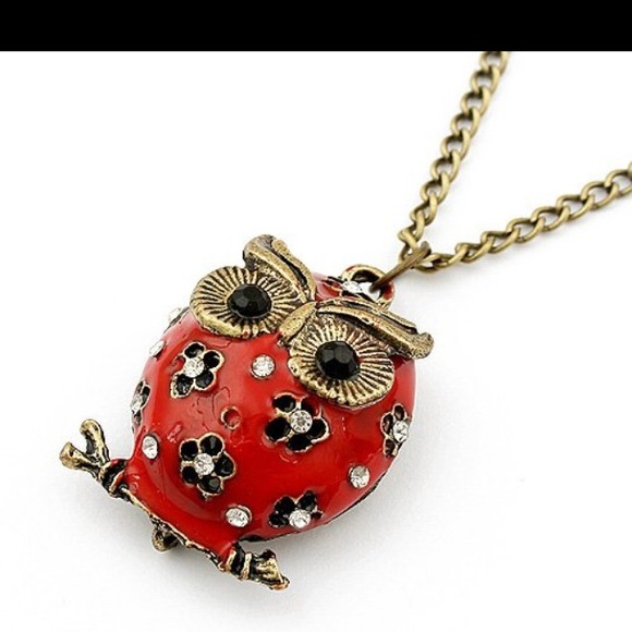 NEW Red Owl Necklace