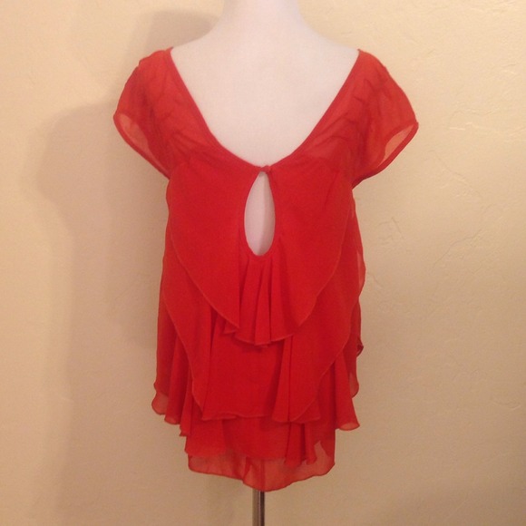 BUNDLED! Red chiffon top - Picture 3 of 3