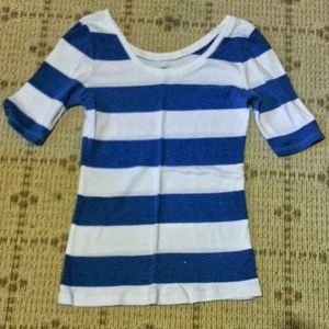 Stripped swoop neck shirt