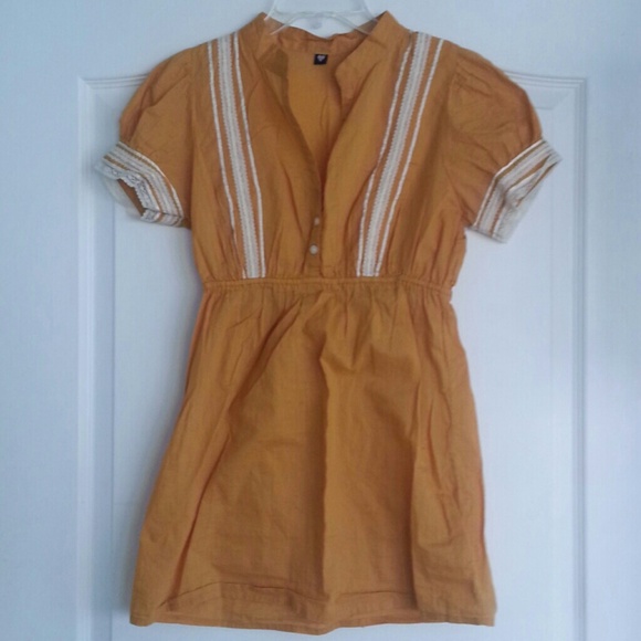 Mustard Tunic with White Lace