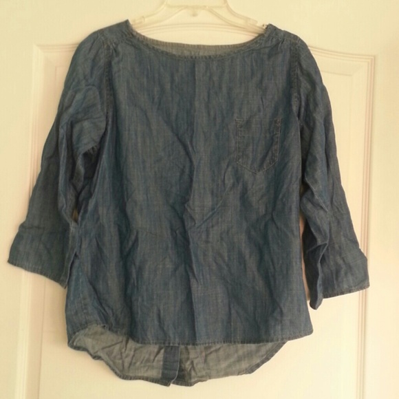 Denim 3/4 Length Top with Buttons