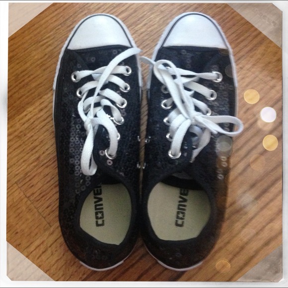 Rare! Black Sequin Converse All Star sneaker shoes