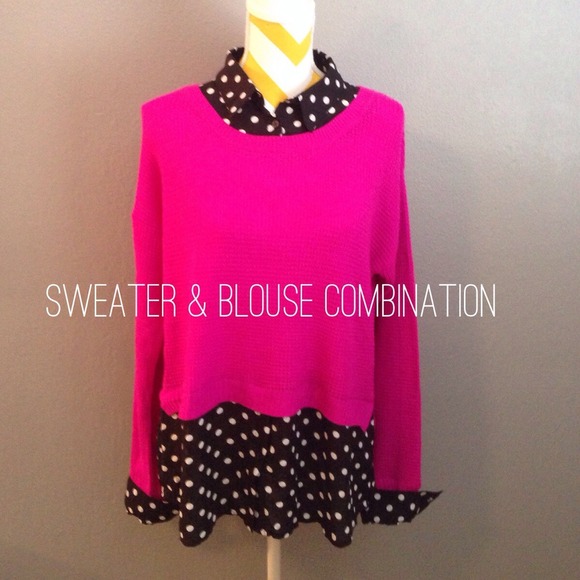 Xhilaration Sweaters - ⬇️SALE⬇️Sweater & Polka Dot Blouse Combination