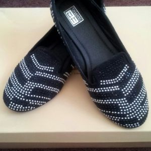 Black and Silver Studded Flats