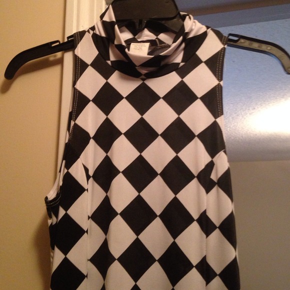 Black and white checkered print dress