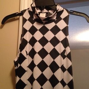 Black and white checkered print dress