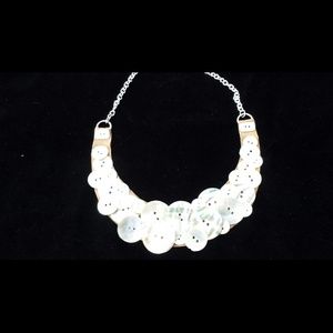 Mother Of Pearl Button Bib Necklace
