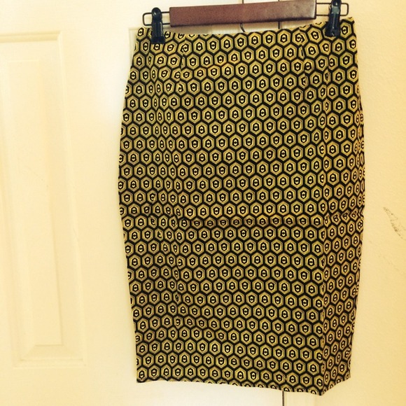 Futuristic Geometric Print Pencil Skirt