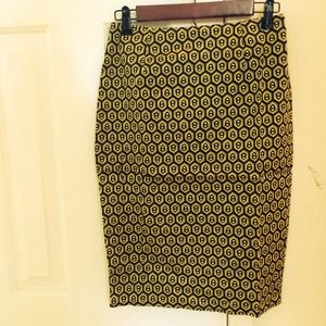 Futuristic Geometric Print Pencil Skirt