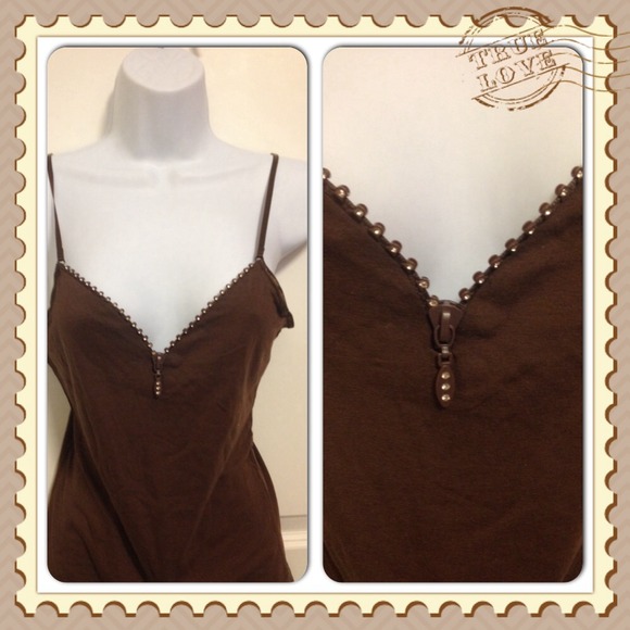 Brown cami tank size large zipper design