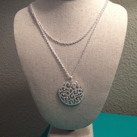 Long Silver Necklace with Pendant