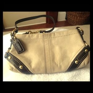 Coach nude and chocolate brown clutch