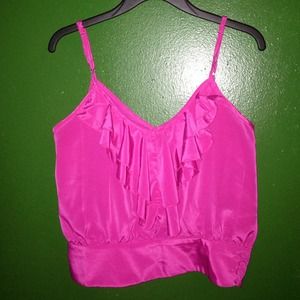 Pink frilled crop top