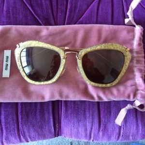 Miu Miu gold glitter sunglasses