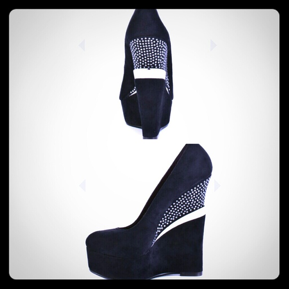 black micro suede w/ rhinestone & silver 6 inch