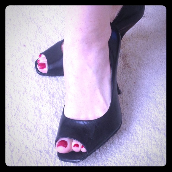 BCBG Black Peep Toe Pumps