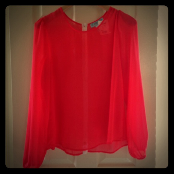 LONG SLEEVED SHEER BUTTON UP BLOUSE