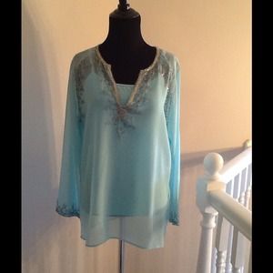 Beautiful Aqua Sheer Blouse