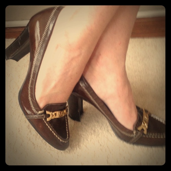 Chocolate Patent Loafer Pumps