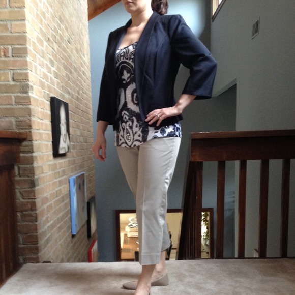 Cream and navy sequin tank