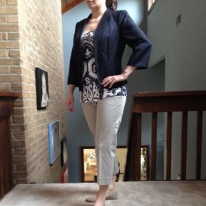 Cream and navy sequin tank