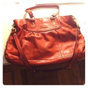 Coach Tote Bag 2-Way Orange Ashley leather