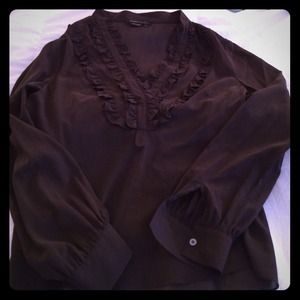 Bcbg sheer brown blouse