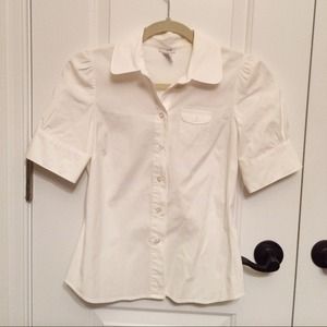 Anthropologie White puff sleeve button up.