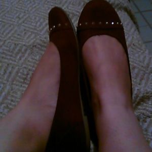 Burgundy flats