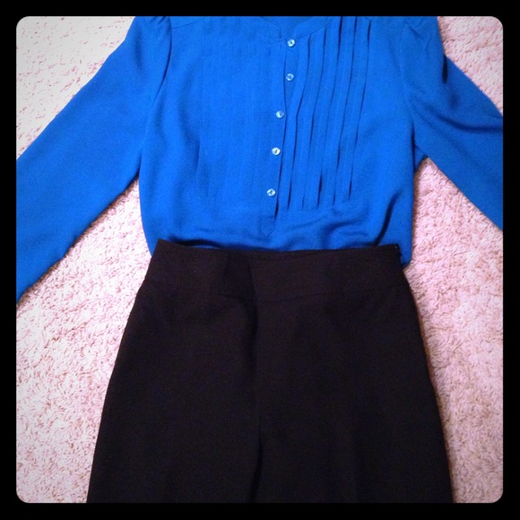Classic black no-pleat straight leg pants