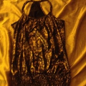 Gold and black snakeskin print racer back top
