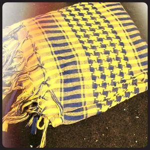 Yellow and royal blue square scarf
