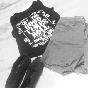 "Let the good times roll, rock N roll fever" tank