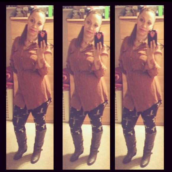 Ladies long sleeve brown blouse