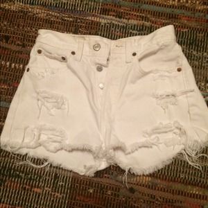 White High Waisted Denim Shorts from Urban