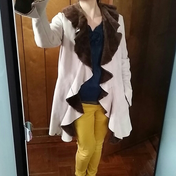 Genuine shearling light pink/brown jacket size 4 - Picture 2 of 4